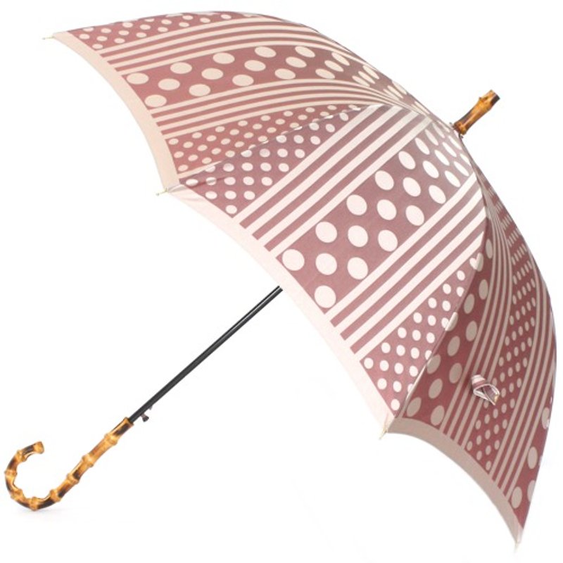 【晴雨兩用  抗UV雨傘 直立傘】kirie 圓點和直線 波尔多 - 雨傘/雨衣 - 聚酯纖維 紅色