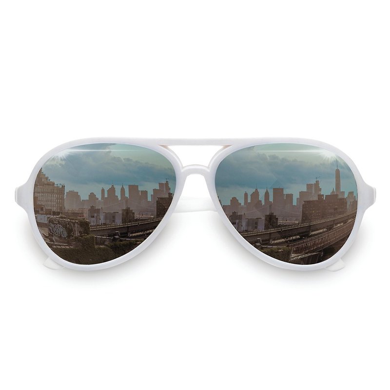 Hipsterkid American アンチ UV ファッション ベビー偏光サングラス (固定紐付き) - パイロットホワイト - サングラス - プラスチック ホワイト