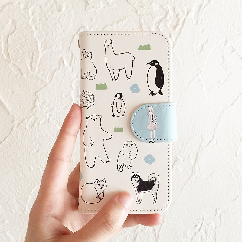動物いっぱい手帳型iPhoneケース6/6S/7 - スマホケース - その他の素材 ホワイト