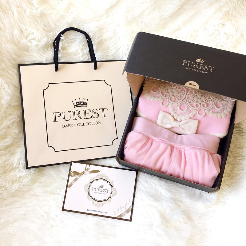 PUREST 芭比小公主/粉紅寶盒裝扮禮盒組/寶寶彌月/生日/送禮首選 - 彌月禮盒 - 棉．麻 