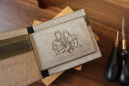 HATO Leather 【客製】八卡短銀包 三層錢包 / 人像畫 / 顏似繪