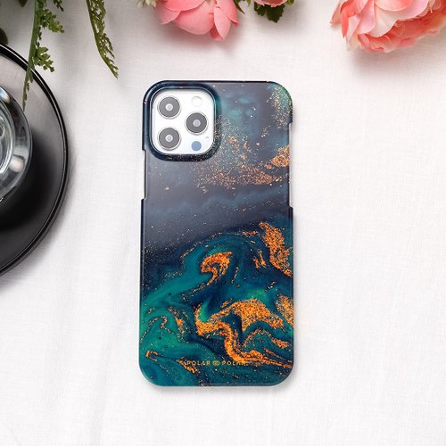 POLAR POLAR iPhone / Samsung 午夜綠流沙紋 墨綠 半包硬殼 手機殼【客製】