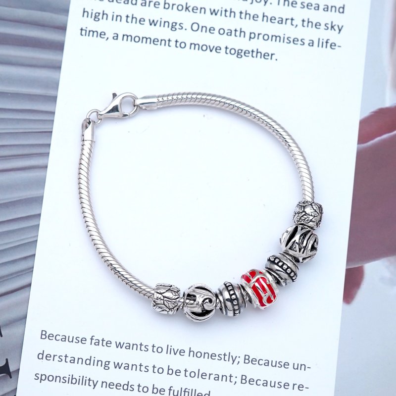 Auspicious Silver Bracelet with Auspicious Charms - 手鍊/手環 - 其他金屬 銀色