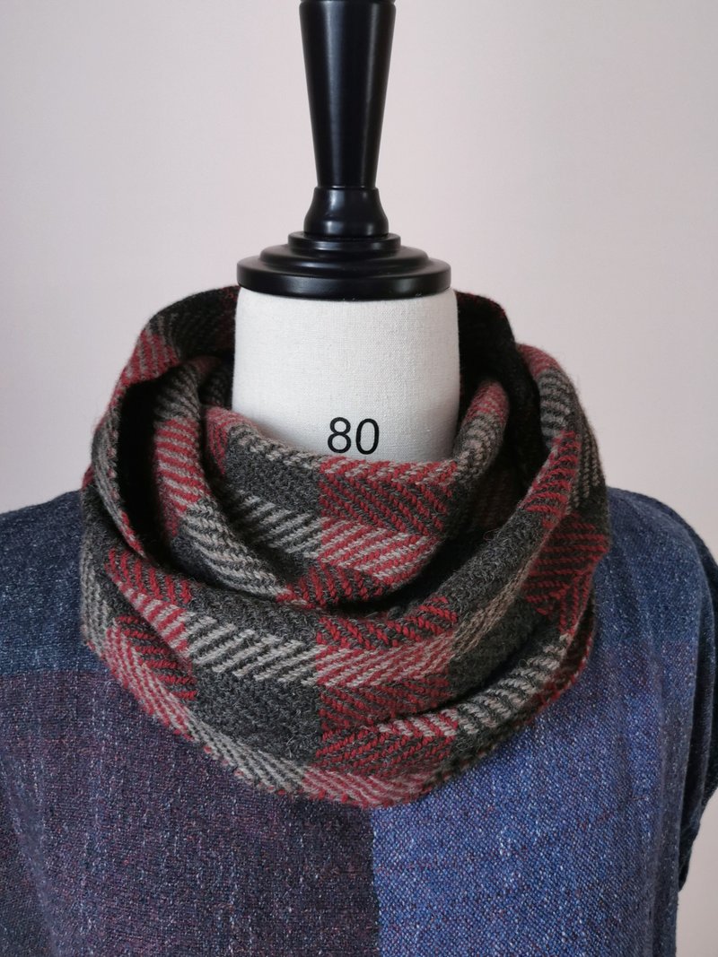 Handwoven by Carina | Handwoven 50% yak down 50% merino wool long neck circumference - Knit Scarves & Wraps - Wool Red