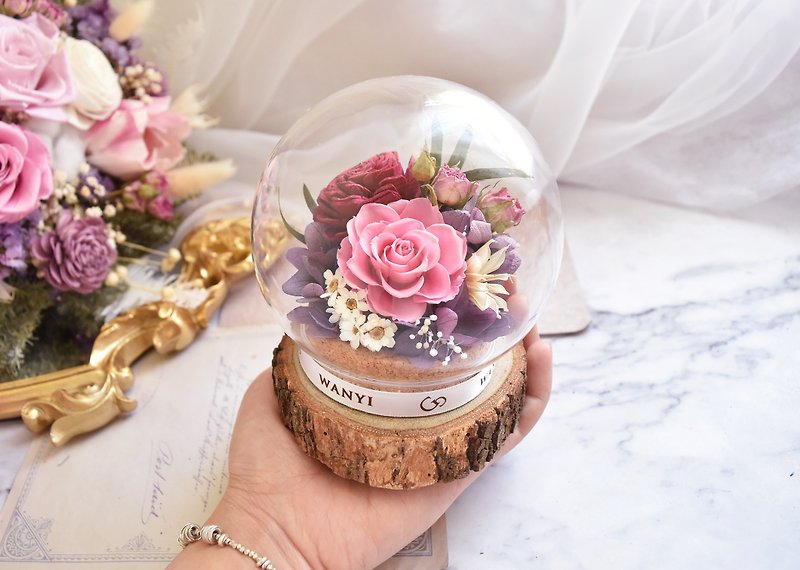 玫瑰康乃馨魔法球 玻璃罩 乾燥花 永生花 送禮 母親節 畢業禮物 - 乾花/永生花 - 植物．花 