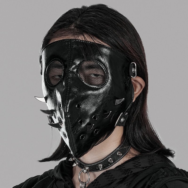 龐克毒物巫醫皮革面具 / 情侶款 / 男女通用 - 口罩/口罩收納套 - 其他材質 黑色