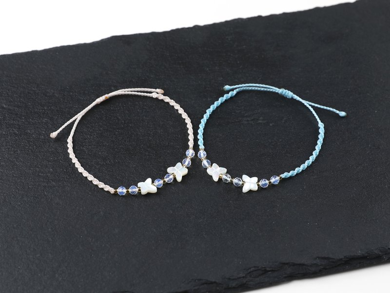 Butterfly Mother-of-Pearl Opalite Knot Bracelet - 手鍊/手環 - 蠟 多色