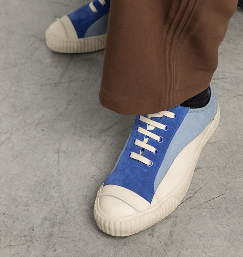 Cubist Basket Suede 立體折線 麂皮拼接 帆布鞋 硫化鞋 - 女款運動鞋/波鞋 - 其他材質 藍色