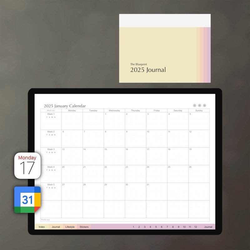 煦煦-2025電子手帳-送2024版-週日/周一/農曆/節日-藍圖3.1 - 電子手帳及素材 - 其他材質 