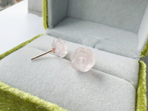 Esme Accessory 天然粉晶 純銀耳環 玫瑰 清雅粉嫩 質感簡約 好人緣 禮物