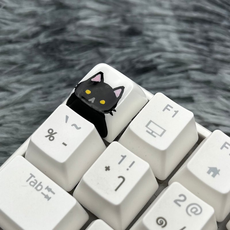 XDA keycap black cat (yellow eyes) - 電腦配件 - 塑膠 白色
