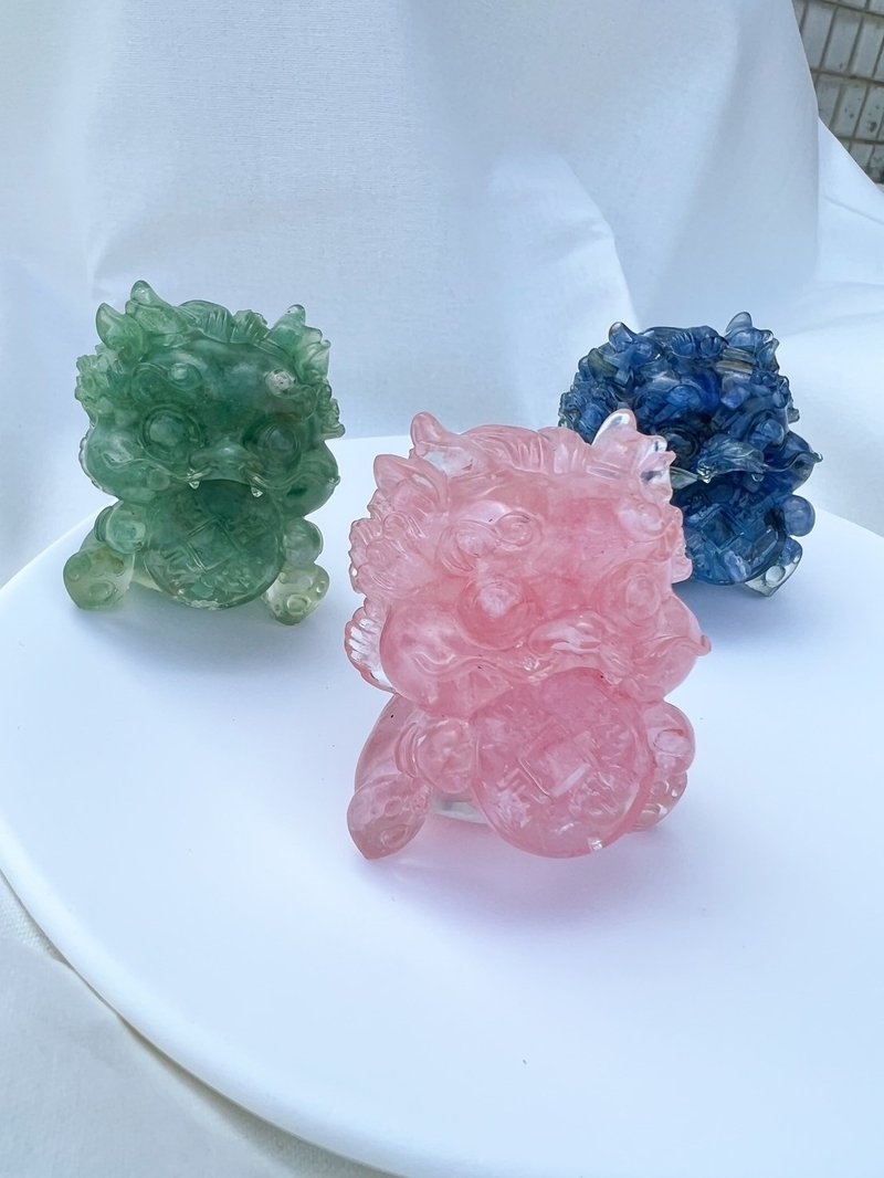 Crystal Ornaments [Gold Swallowing Beast Rose Quartz] Peach Blossom Luck and Popularity - ของวางตกแต่ง - คริสตัล 