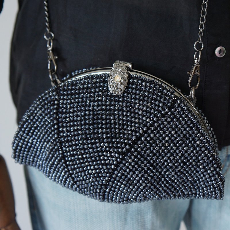 Ba-ba handmade Beads crochet petit-bag No.1532 - 手提包/手提袋 - 其他材質 黑色