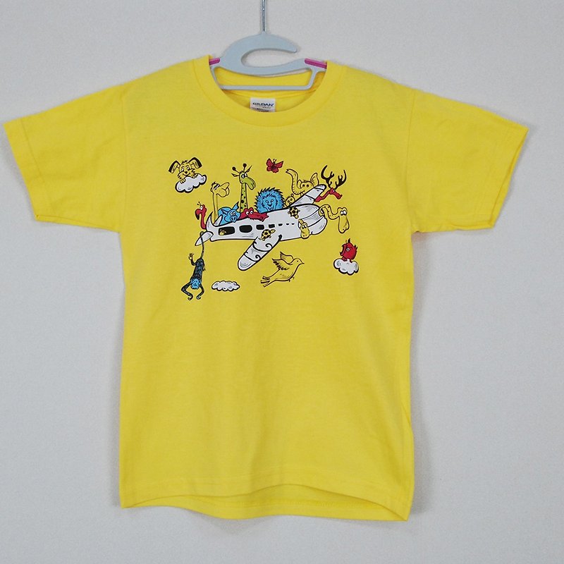 新年-Tシャツデザイナー：[舞い上がる]半袖Tシャツ「子」（黄色）-850コレクション - その他 - コットン・麻 多色