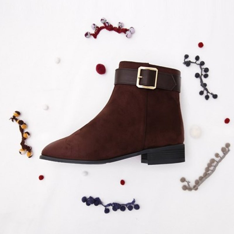 PRE-ORDER韓國人手製 MACMOC Booty (BROWN) 皮帶扣短靴 - 女短靴/中筒靴 - 人造皮革 
