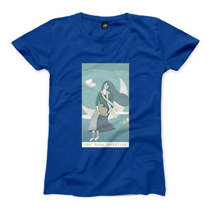 II | The High Priestess - sapphire blue - Women's T-Shirt - เสื้อยืดผู้หญิง - ผ้าฝ้าย/ผ้าลินิน 