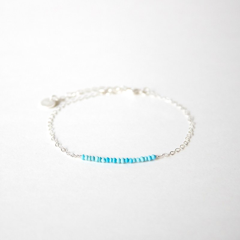 Handmade Simple Lapis Lazuli beads with 925 silver Bracelet, Birth stone for Dec - Bracelets - Gemstone Blue