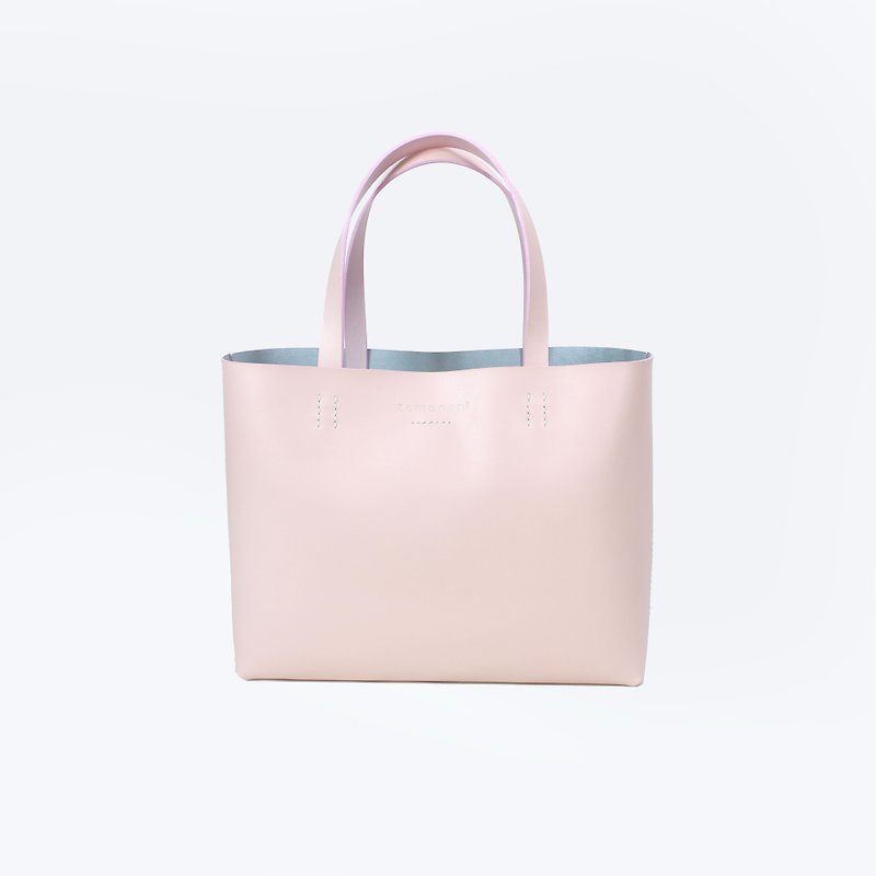 Zemoneni large size leather tote bag in pink color - Handbags & Totes - Genuine Leather Pink