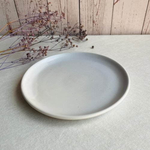 大皿　貝皿　盛り皿　職人手作り 植田禎彦 皿 大皿 プレート 取り皿 21cm 斫手 白 波賀焼 陶芸