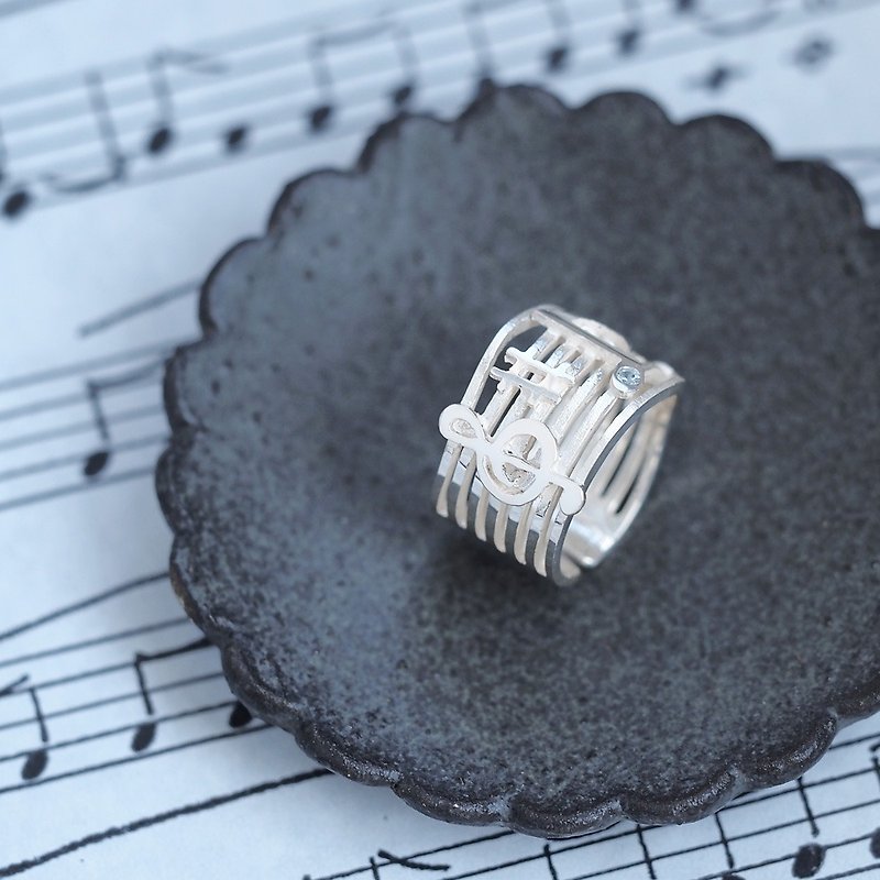 music sheet music ring Silver 925 - แหวนทั่วไป - โลหะ สีเทา