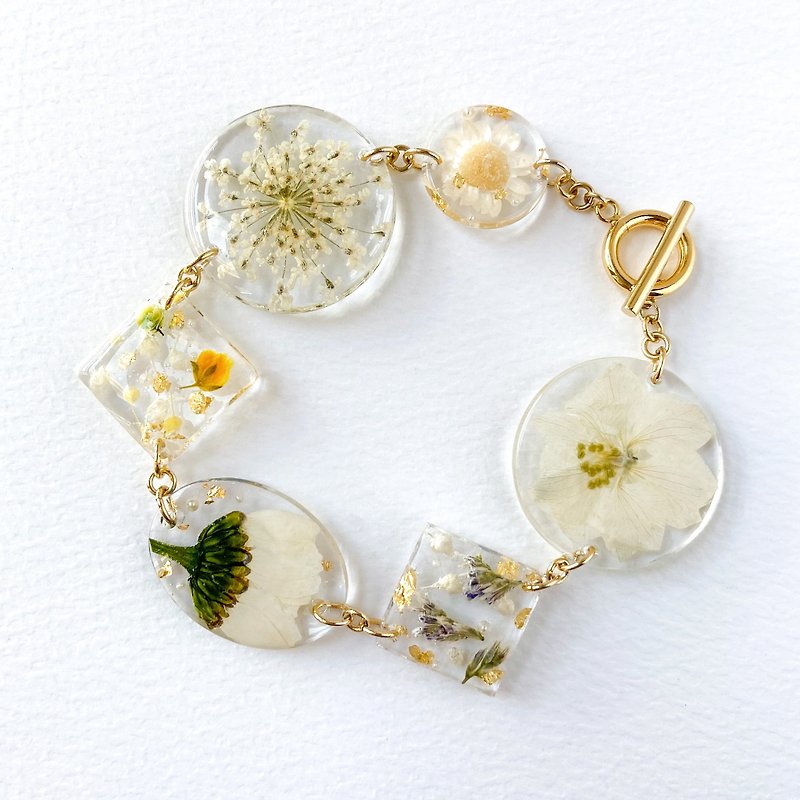 Real flower Jewelry│White bouquet bracelet