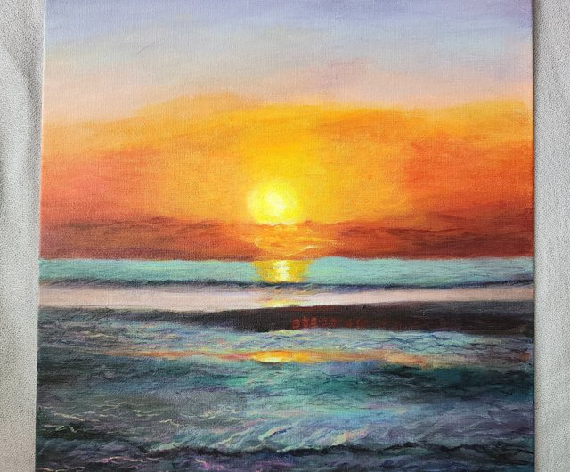 油絵 絵画 【朝日の砂浜】（砂像で「ゲゲゲ」、制作進む 調布で