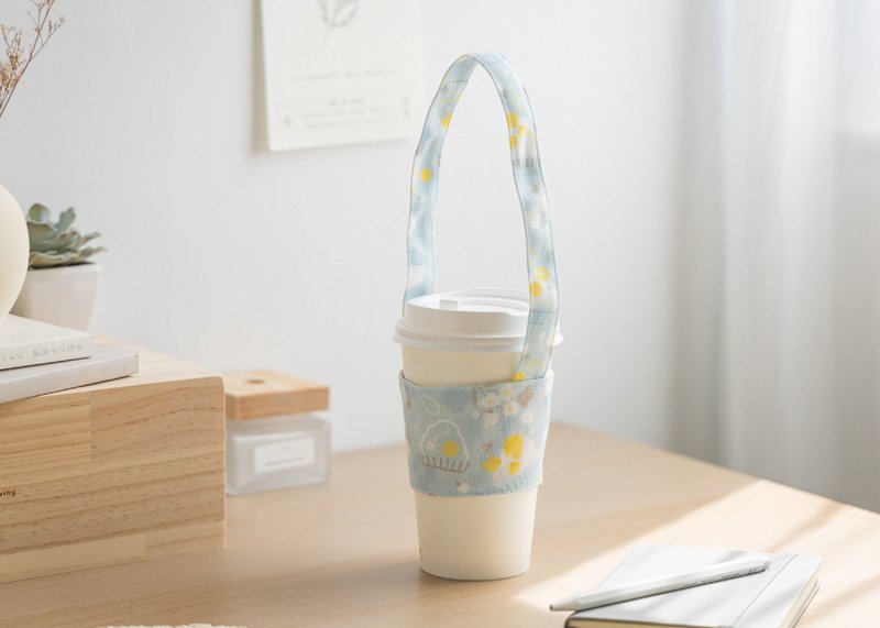 [Mango Ice Flower-Lightweight Beverage Bag] Beverage Cup Cover/Lightweight Storage - ถุงใส่กระติกนำ้ - เส้นใยสังเคราะห์ สีน้ำเงิน