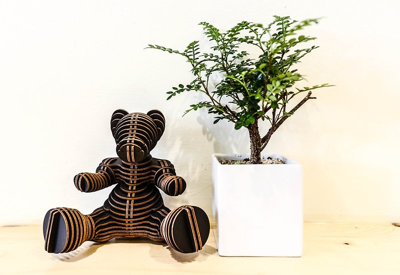 Everyday Bear 3D Handmade DIY Home Decoration Black - ตุ๊กตา - กระดาษ สีดำ