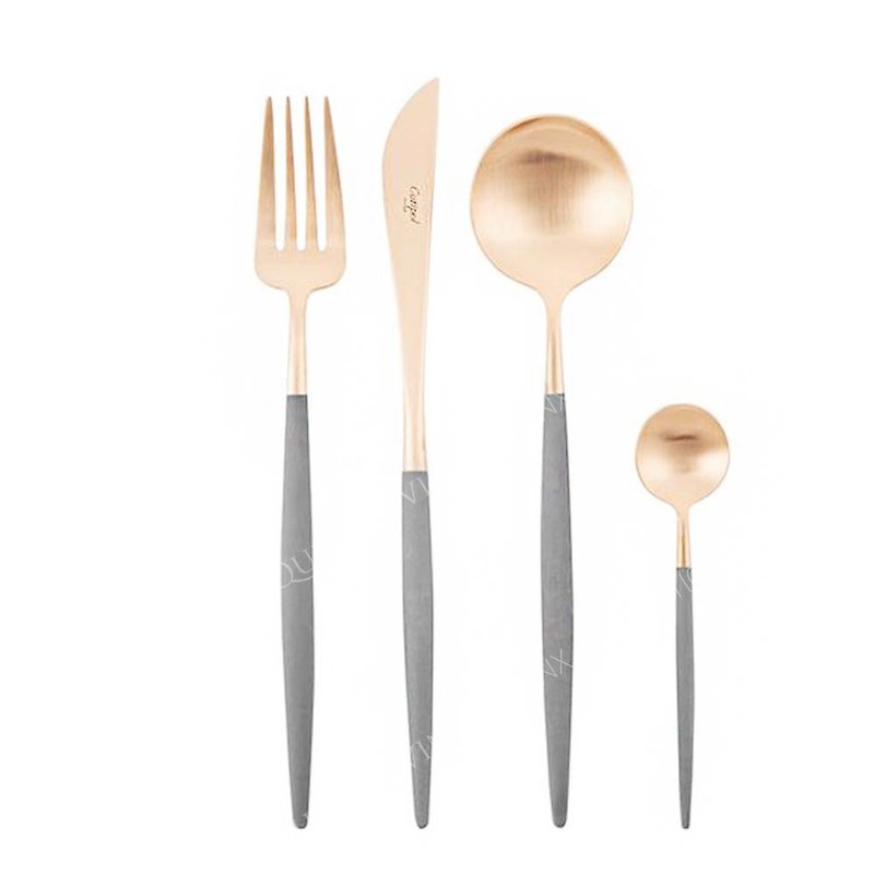 GOA GREY ROSE GOLD 4 PIECES SET (TABLE KNIFE/FORK/SPOON + COFFEE SPOON) - Cutlery & Flatware - Stainless Steel Gray