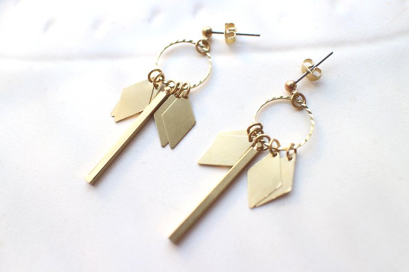 吉普賽女郎-黃銅耳環-可改夾 - 耳環/耳夾 - 銅/黃銅 金色
