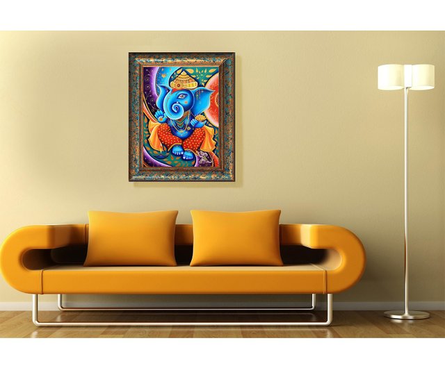 ガネーシャ絵画インドオリジナルアート Ganapati ウォールアート