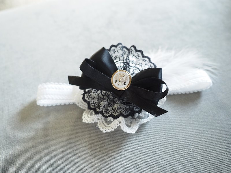 Handmade Elastic Baby/ Girl Headband Hair Accessories - หมวกเด็ก - ผ้าฝ้าย/ผ้าลินิน สีดำ