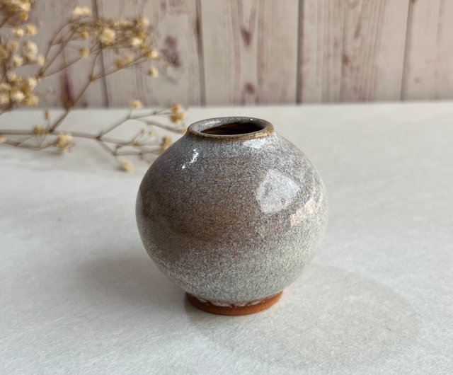 青白い陶器 二重胴花瓶 木箱付き 花入 花瓶 陶芸 陶器 - ショップ ツーもち-陶磁器 花瓶・植木鉢