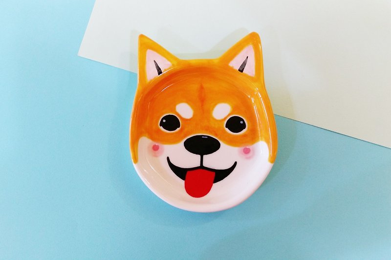Birthday gift preferred face cake red Shiba Inu model plate 1 - Small Plates & Saucers - Porcelain Multicolor