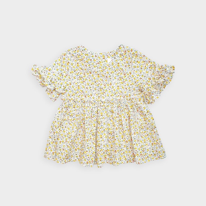 Australia imported children's clothing-HEIDI TOP Heidi yellow floral top - เสื้อยืด - ผ้าฝ้าย/ผ้าลินิน สีเหลือง