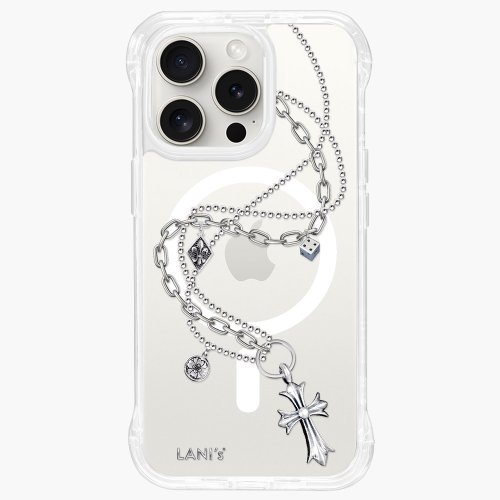 LANI's 風格防摔手機殼 月銀金屬 十字架圖 支架殼 磁吸透明 iPhone 16 15 14 13 Pro Max