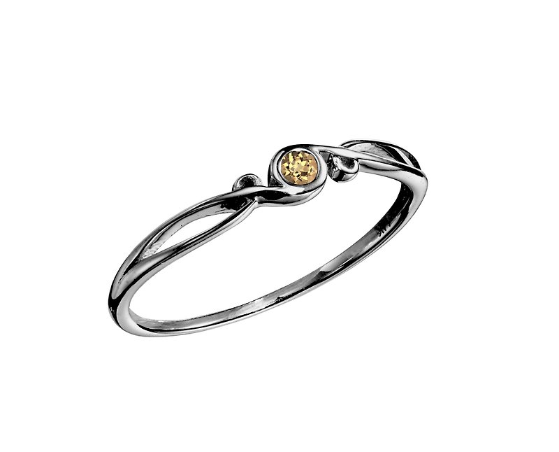 Black Gold Engagement Ring, Citrine Wedding Ring, Black Gold Band Promise Ring - แหวนทั่วไป - เครื่องประดับ สีเหลือง