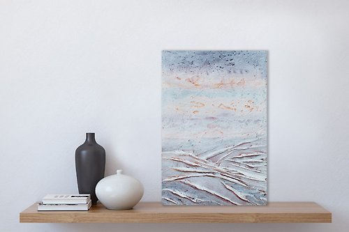 Anastacia Gaikova. Texture paintings Abstract original painting in light colors from the artist, white snow, winter