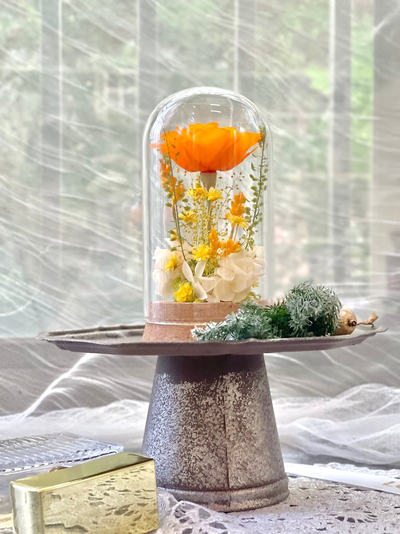 Rosemary Little Garden Glass Cover-SUMMER Preserved Flower/Valentine's Day/Birthday/Graduation Ceremony - Dried Flowers & Bouquets - Plants & Flowers Orange