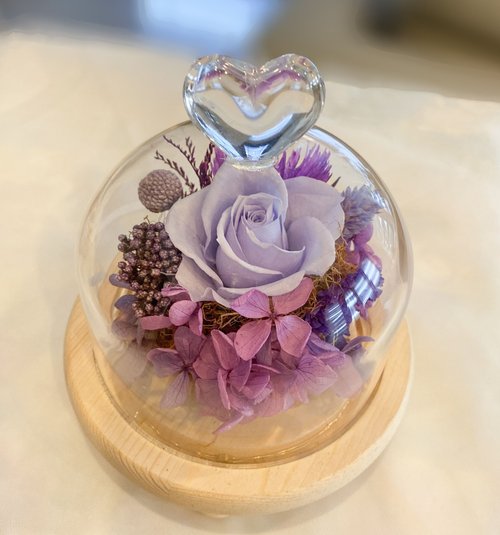 米夏花藝.手作.傢飾 永生玫瑰玻璃盅 永生玫瑰 愛心款 防塵罩 生日 情人節 畢業季