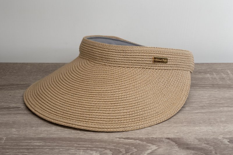 Empty top sun hat - milk tea colored paper thread woven made in Taiwan - Hats & Caps - Paper Khaki