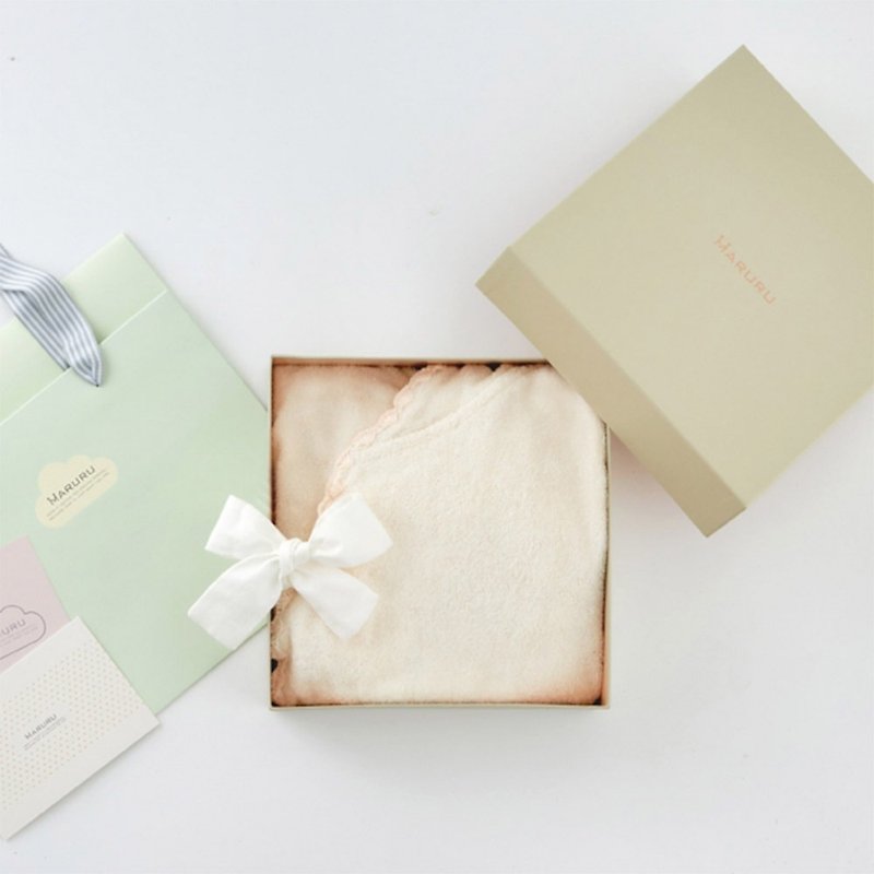 [Gift Box Set] Baby Organic Cotton Dual-Purpose Bathrobe/Wrap (Shell Embroidery/Made in Japan) - ผ้ากันเปื้อน - ผ้าฝ้าย/ผ้าลินิน ขาว