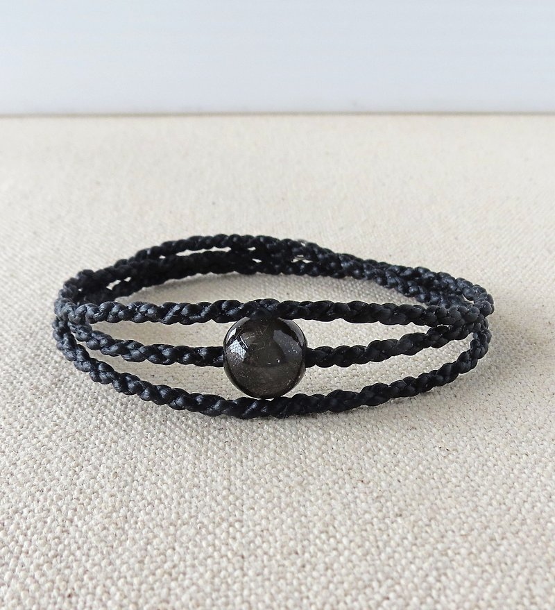 Sterling silver **Fashionable stone black titanium crystal bracelet*[Four strands of three] * Anti-villain ~ ~ dual-use chain - สร้อยข้อมือ - เครื่องเพชรพลอย 