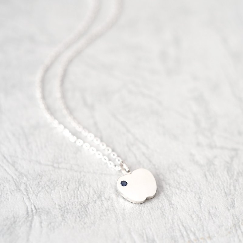 Apple & Sapphire 林檎 Necklace Silver925 - 項鍊 - 其他金屬 藍色