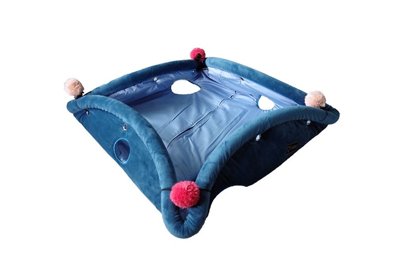 【Hide&Seek 躲喵喵 百變寵物墊】-藍莓派  寵物床/貓隧道/寵物墊 - 寵物床 - 聚酯纖維 藍色