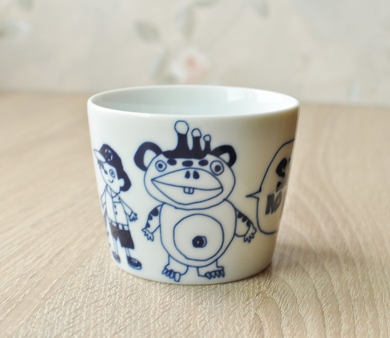 【日本SDL】日本製波佐見燒茶碗/醬汁碗/點心碗(BOOSKA怪獸圖案) - 碗 - 瓷 藍色
