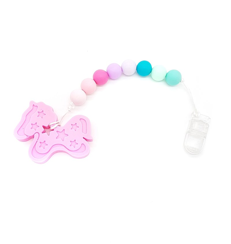 Baby Teether Clip Set - Pink Unicorn - Other - Silicone 