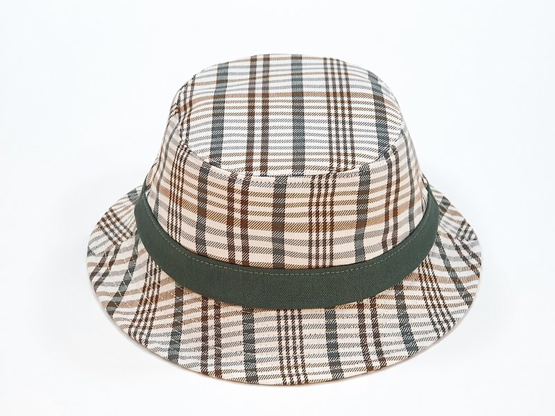 [HiGh MaLi] British disc gentleman hat-Wen Qing green jump lattice # 韩文文 青 风 - หมวก - ผ้าฝ้าย/ผ้าลินิน สีเขียว