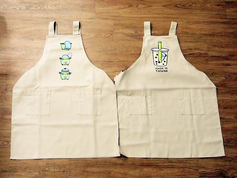 Oaklets I like Taiwan series Khaki work apron - ผ้ากันเปื้อน - ผ้าฝ้าย/ผ้าลินิน 