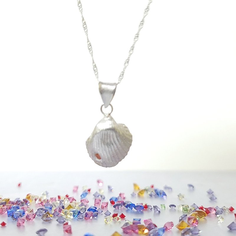 Silver niobium workmanship | Silver clay/sea shell necklace/with Silver/handmade silver jewelry - Necklaces - Sterling Silver Silver